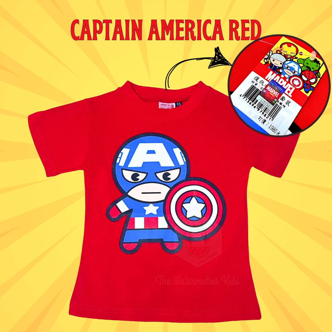 Original Marvel Taiwan 100% Cotton T-Shirt for Children to Adult - Spiderman, Ironman, Captain America