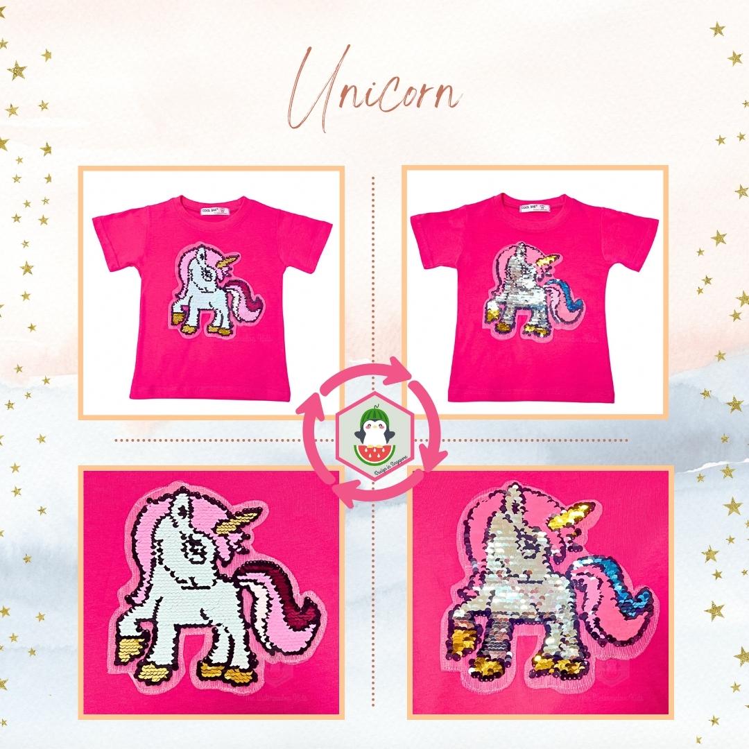 Customised 100% Cotton Reversible Sequin Children Clothing (1 to 7 Years Old) - Unicorn