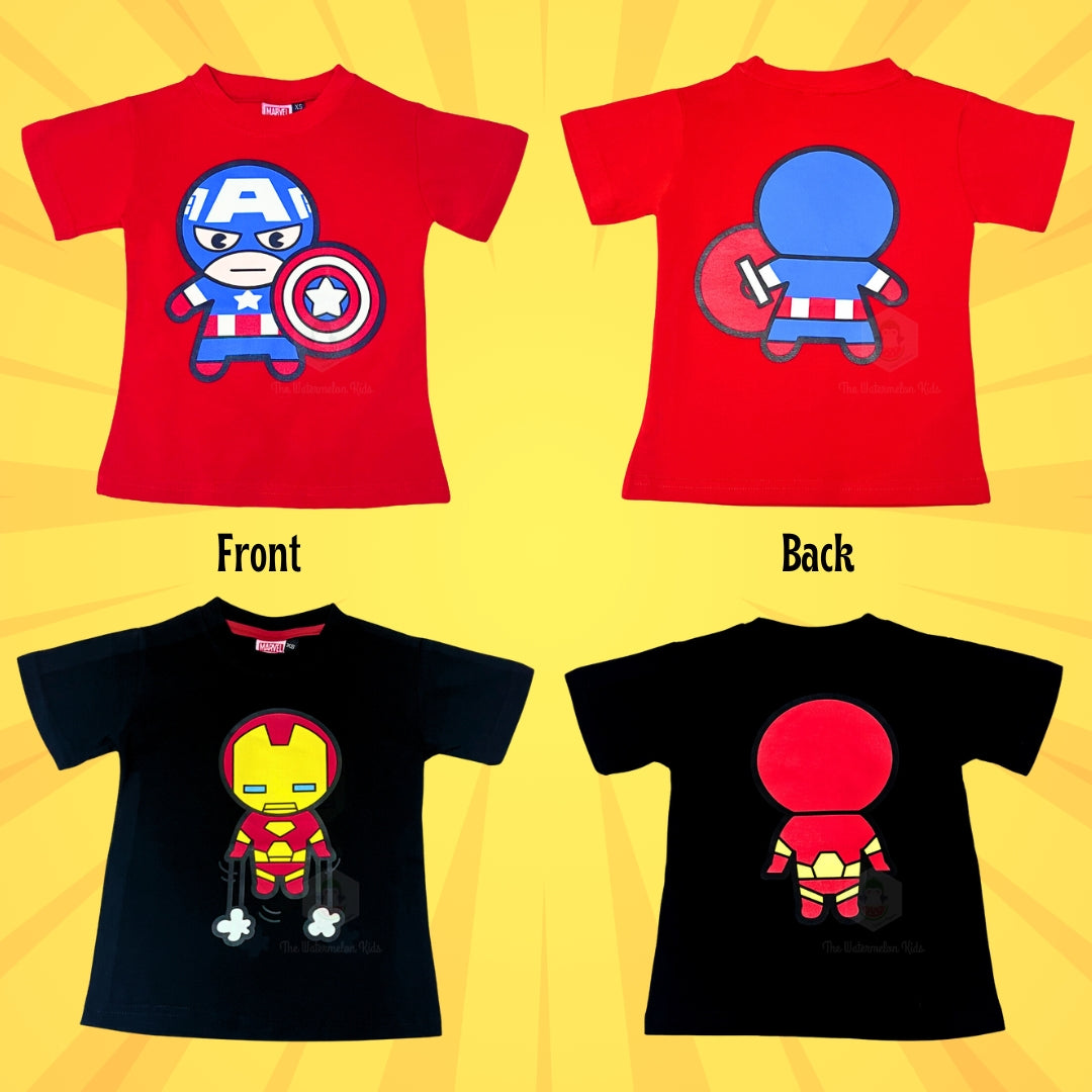 Original Marvel Taiwan 100% Cotton T-Shirt for Children to Adult - Spiderman, Ironman, Captain America