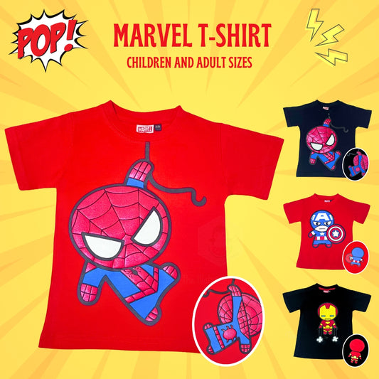 Original Marvel Taiwan 100% Cotton T-Shirt for Children to Adult - Spiderman, Ironman, Captain America