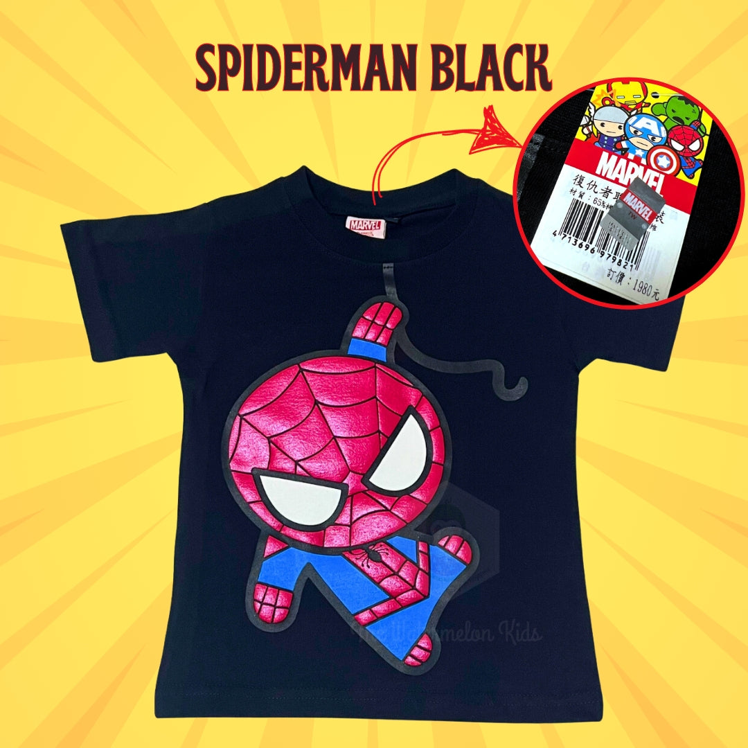 Original Marvel Taiwan 100% Cotton T-Shirt for Children to Adult - Spiderman, Ironman, Captain America