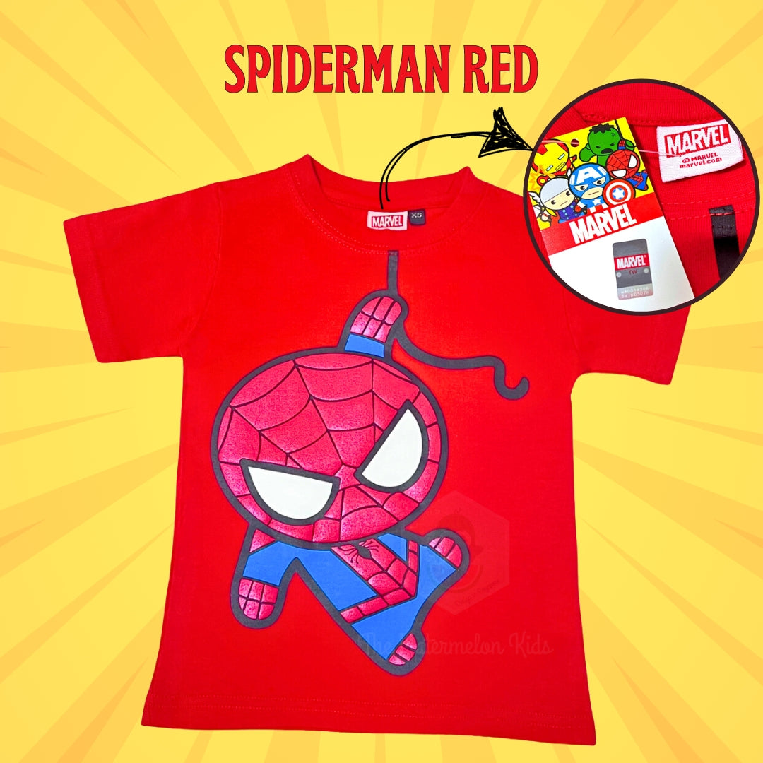 Original Marvel Taiwan 100% Cotton T-Shirt for Children to Adult - Spiderman, Ironman, Captain America