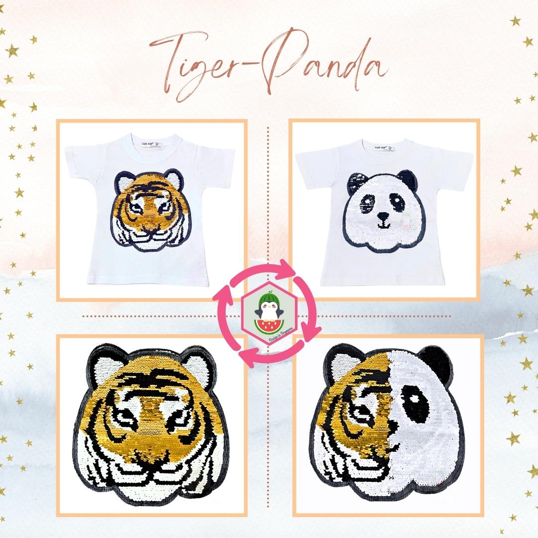 Customised 100% Cotton Reversible Sequin Children Clothing (1 to 7 Years Old) - Tiger Panda