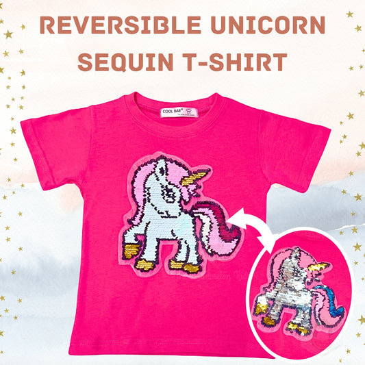 Customised 100% Cotton Reversible Sequin Children Clothing (1 to 7 Years Old) - Unicorn