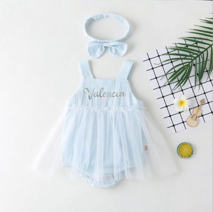 Personalised 100% Cotton 1-Year-Old Toddler Girl Princess Romper Dress