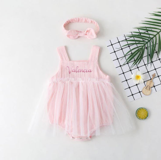 Personalised 100% Cotton 1-Year-Old Toddler Girl Princess Romper Dress