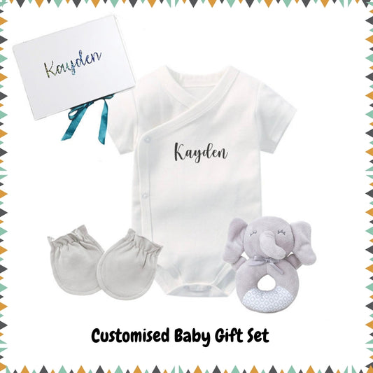 Customised 100% Cotton Minimalist Baby New Born Gift Set