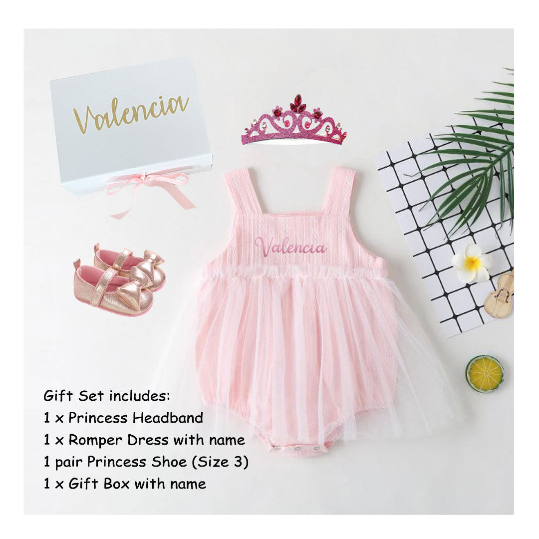 Personalised 100% Cotton 1-Year-Old Toddler Girl Princess Gift Set